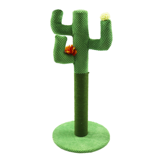 Cat Scratching Post Cactus Cat Scratcher Featuring with 3 Scratching Poles and Dangling Ball