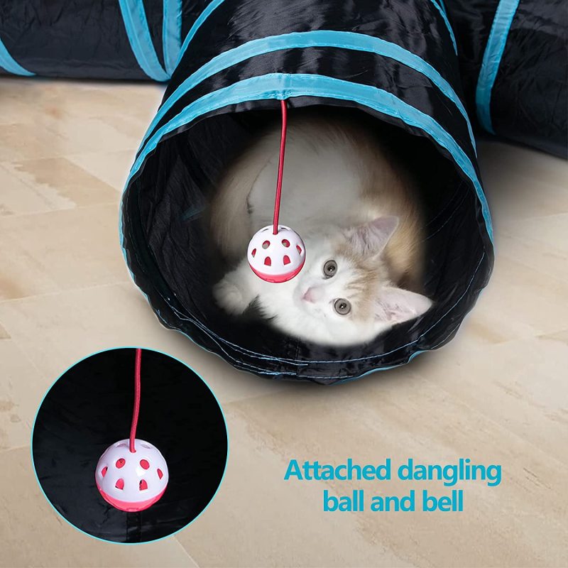Wholesale Foldable Cat Tunnels with Peek Hole and Play Ball Cat Tunnels for Indoor