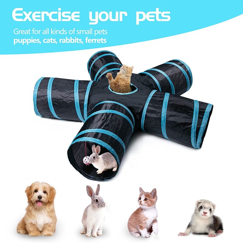 Wholesale Foldable Cat Tunnels with Peek Hole and Play Ball Cat Tunnels for Indoor