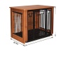 Dog Crate Furniture Walnut Solid Wood Pet  End Table Kennel Indoor Cage with Pull-Out Tray for Small Medium Dogs