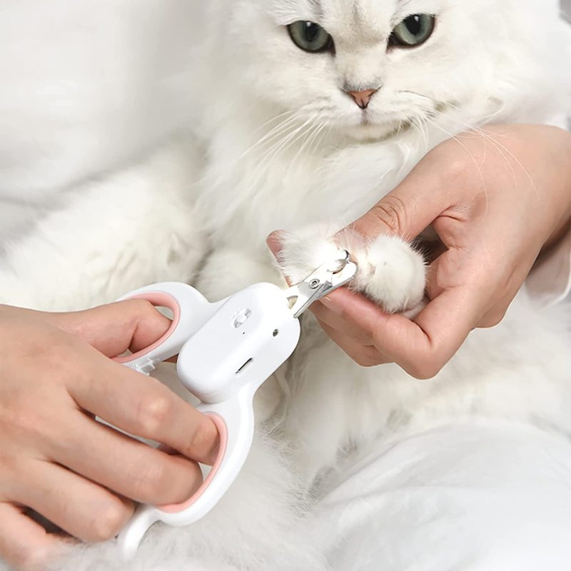 Pet Nail Clipper with LED & -U-V Light, Cat Claw Trimmer with Ultra Bright LED Light for Nail Bloodline to Avoid Over Cutting