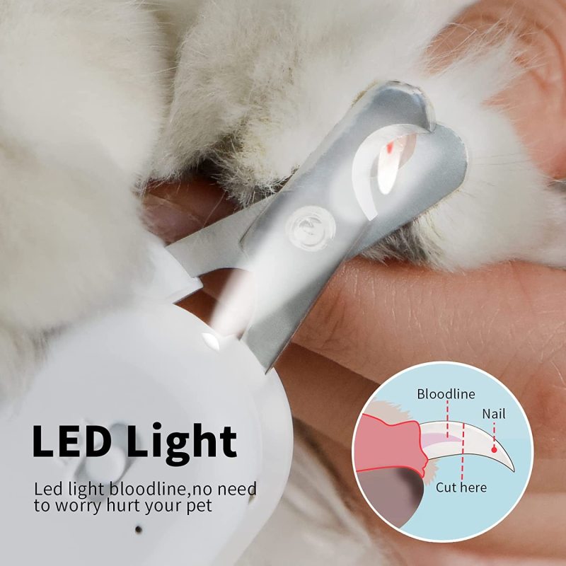 Pet Nail Clipper with LED & -U-V Light, Cat Claw Trimmer with Ultra Bright LED Light for Nail Bloodline to Avoid Over Cutting