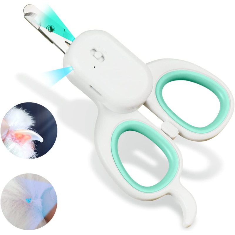 Pet Nail Clipper with LED & -U-V Light, Cat Claw Trimmer with Ultra Bright LED Light for Nail Bloodline to Avoid Over Cutting