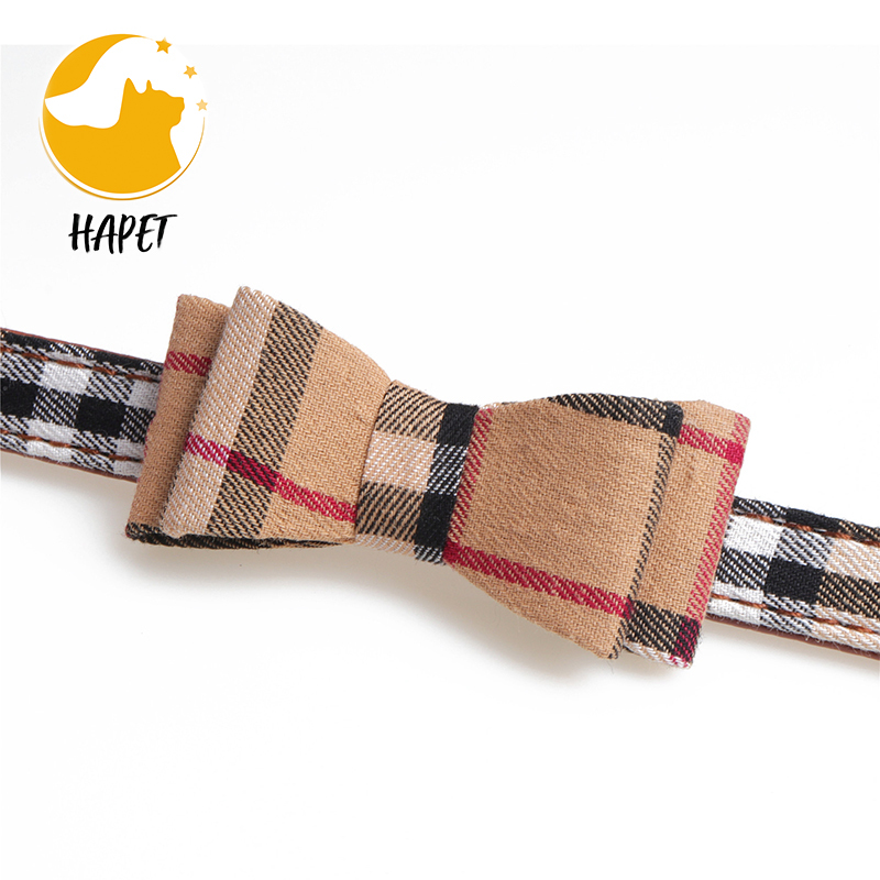 Bow Tie Cat Collar Bandana Pet Collar Bandana with Classic Plaid Adjustable Cat Collar with Scarf and Bowtie