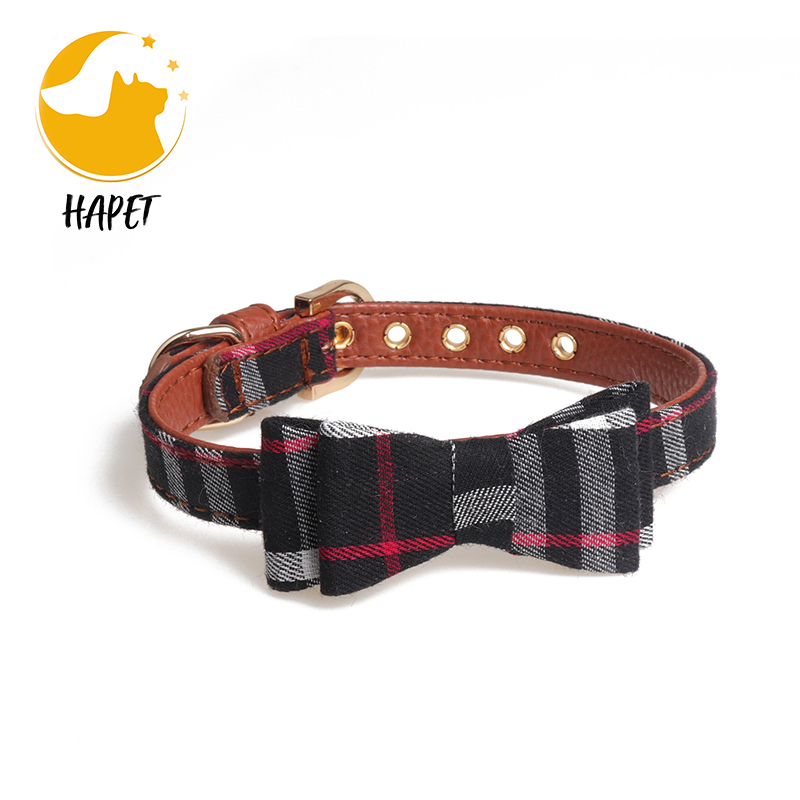 Bow Tie Cat Collar Bandana Pet Collar Bandana with Classic Plaid Adjustable Cat Collar with Scarf and Bowtie