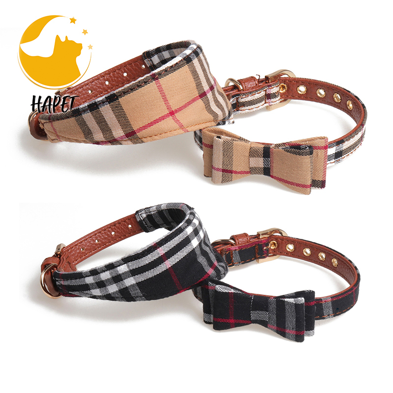 Bow Tie Cat Collar Bandana Pet Collar Bandana with Classic Plaid Adjustable Cat Collar with Scarf and Bowtie
