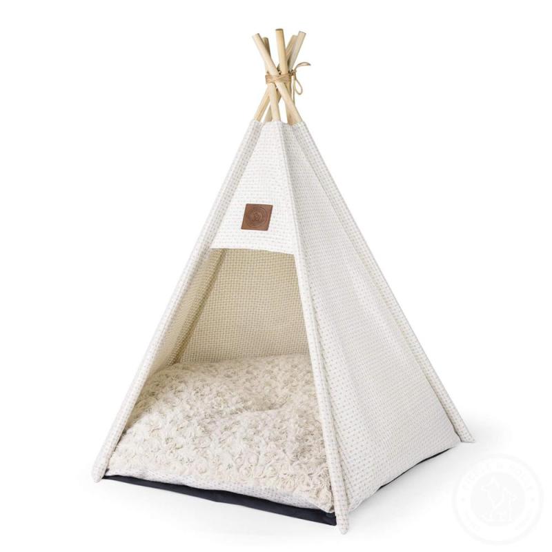 Dog Bed Teepee Tent for Dogs  Cats - Stylish, Soft, Cozy Dog Bed Thick Plush Pad, Durable Fabric & Machine Washable