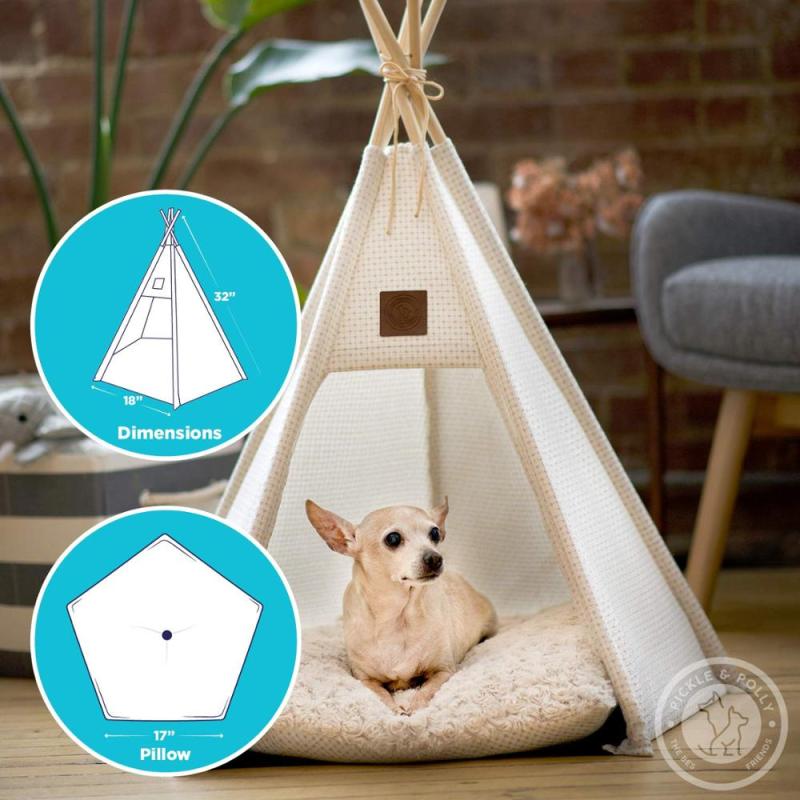 Dog Bed Teepee Tent for Dogs  Cats - Stylish, Soft, Cozy Dog Bed Thick Plush Pad, Durable Fabric & Machine Washable