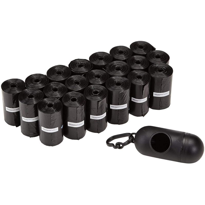 Unscented Standard Dog Poop Bags with Dispenser and Leash Clip 20 rolls