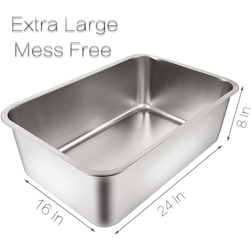Stainless Steel Litter Box for Cat and Rabbit Odor Control, Non Stick Smooth Surface