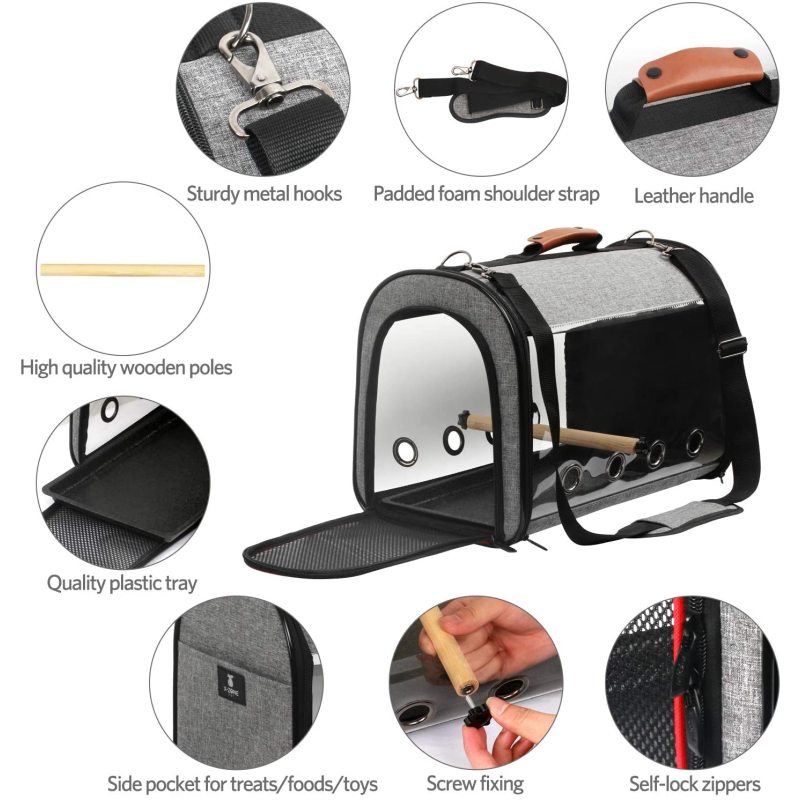 PET Bird Travel Bag Portable Pet Bird Parrot Carrier Transparent Breathable Travel Cage,Lightweight Bird Carrier