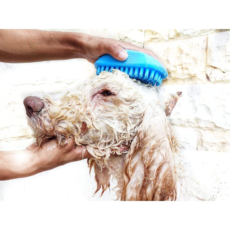 Silicone Dog Bath Brush Pet Hair Remover Brush for Shampooing and Massaging