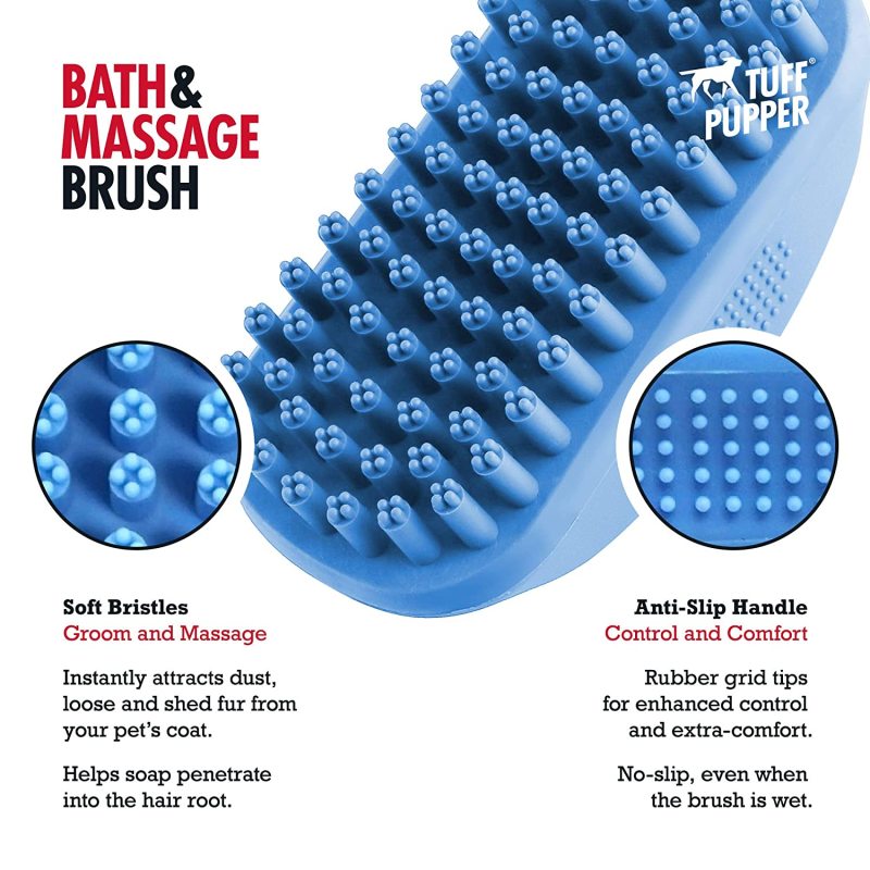Silicone Dog Bath Brush Pet Hair Remover Brush for Shampooing and Massaging