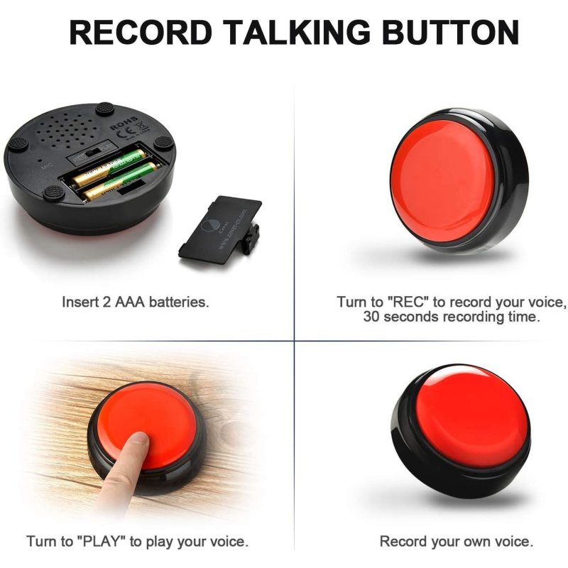 Voice Recording Button Easy Button Record 30 Seconds Talking Message Funny Office Gift Battery Powered Recordable Sound Buttons