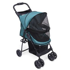 Pet Dog Stroller 4 Wheel Foldable Cat Dog Stroller with Storage Basket Front Wheel Rear Wheel with Brake for Cats and Dog
