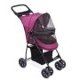 Pet Dog Stroller 4 Wheel Faltbarer Cat Dog Stroller mit Aufbewahrungskorb Vorderrad Hinterrad mit Bremse für Katzen und Hunde