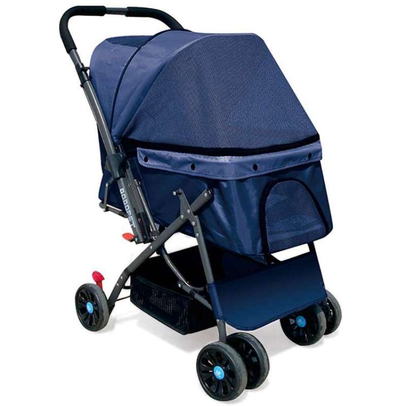 Pet Dog Stroller 4 Wheel Faltbarer Cat Dog Stroller mit Aufbewahrungskorb Vorderrad Hinterrad mit Bremse für Katzen und Hunde