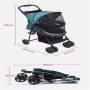 Pet Dog Stroller 4 Wheel Faltbarer Cat Dog Stroller mit Aufbewahrungskorb Vorderrad Hinterrad mit Bremse für Katzen und Hunde