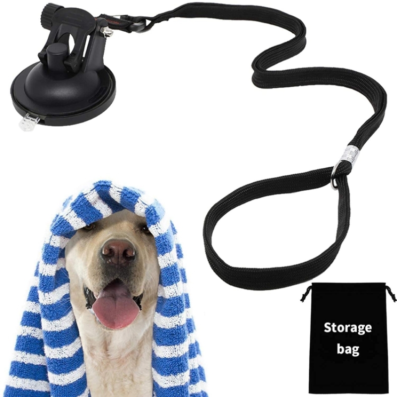 Dog Bathing Tether with Heavy Suction Cup Dog Grooming Tub Restraint Soft Nylon Leash with Adjustable Collar