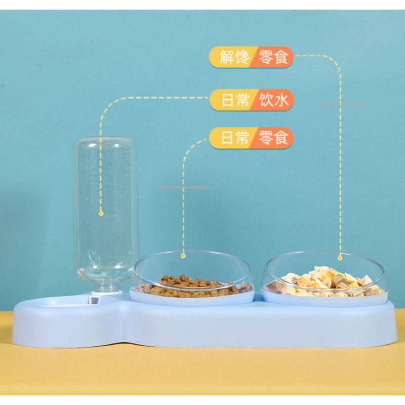 dogs Cats Feeder Bowl and Automatic Water Dispenser Pet Bowls with Automatic Waterer Bottle