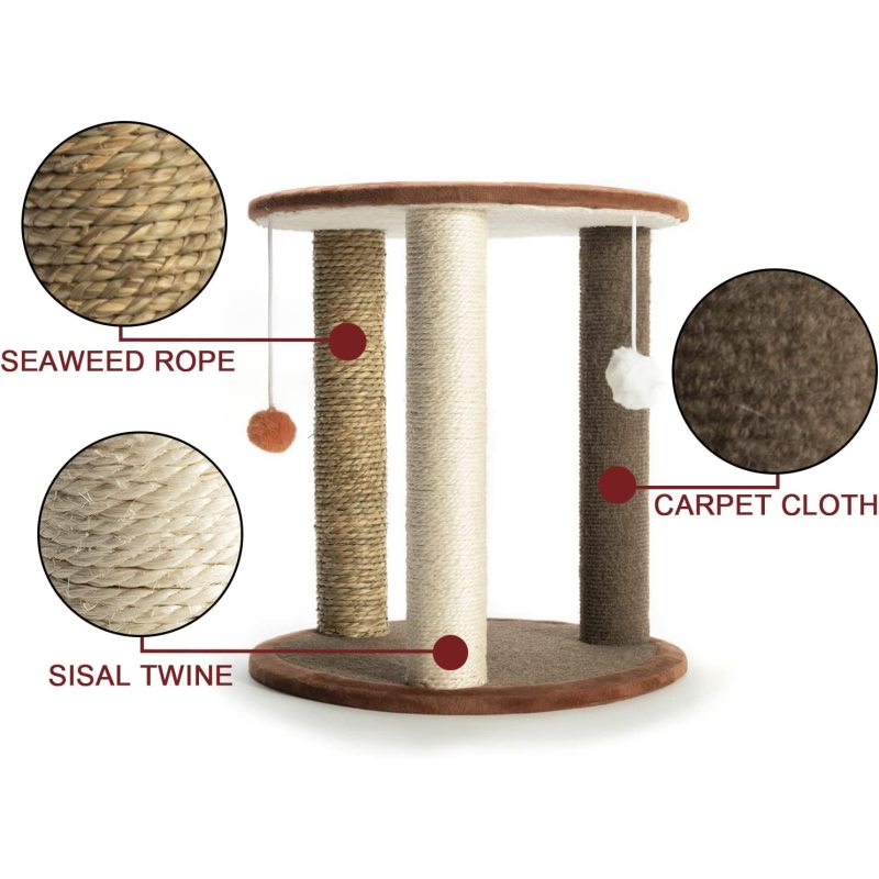 Cat Scratching Post Cat Tree with Plush Ball Toy Cat Trees and Towers