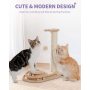 Cat Scratching Post Cat Scratcher Toy Wooden Two-Layer Cat Turntable with Interactive Balls and Dangling Ball