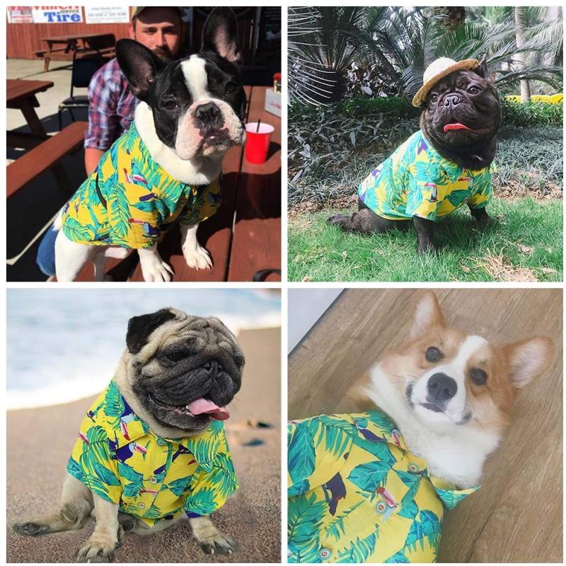 Hawaiian Fashion polyester Tree Print pet dog t shirt wholesale dog summer clothes