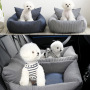 Gray Dog Car Seat Cover Bed Portable Pet Dog Booster Car Seat Waterproof With Safety Leash Car Bed