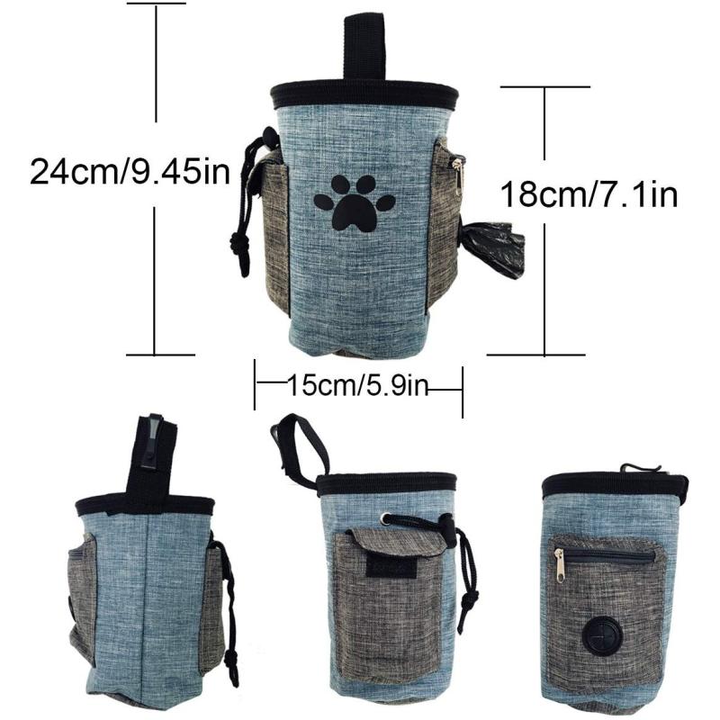Pet Treat Pouch Dog Training Bag with Belt Carries Pet Toys Kibble Treats Sport Running Drawstring Waist Bag Poop Bag Dispenser