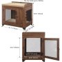 Dog Crate End Table, Dog Window Perch, Mesh Wooden Pet Crate with Double Dog Kennel