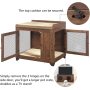 Dog Crate End Table, Dog Window Perch, Mesh Wooden Pet Crate with Double Dog Kennel