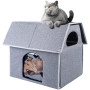 Feral Cat Shelter with Removable Outdoor Cat House Large Weatherproof Soft Mat Easy to Assemble