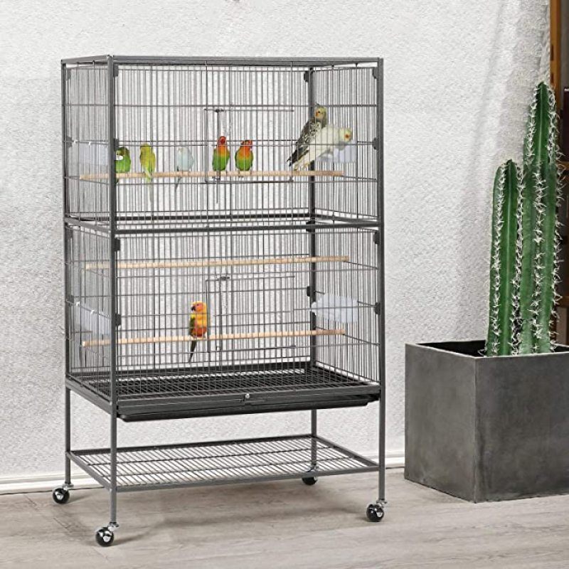 Wrought Iron Standing Large Flight King Bird Cage with stand metal