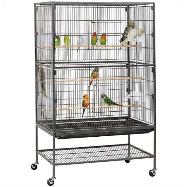 Wrought Iron Standing Large Flight King Bird Cage with stand metal