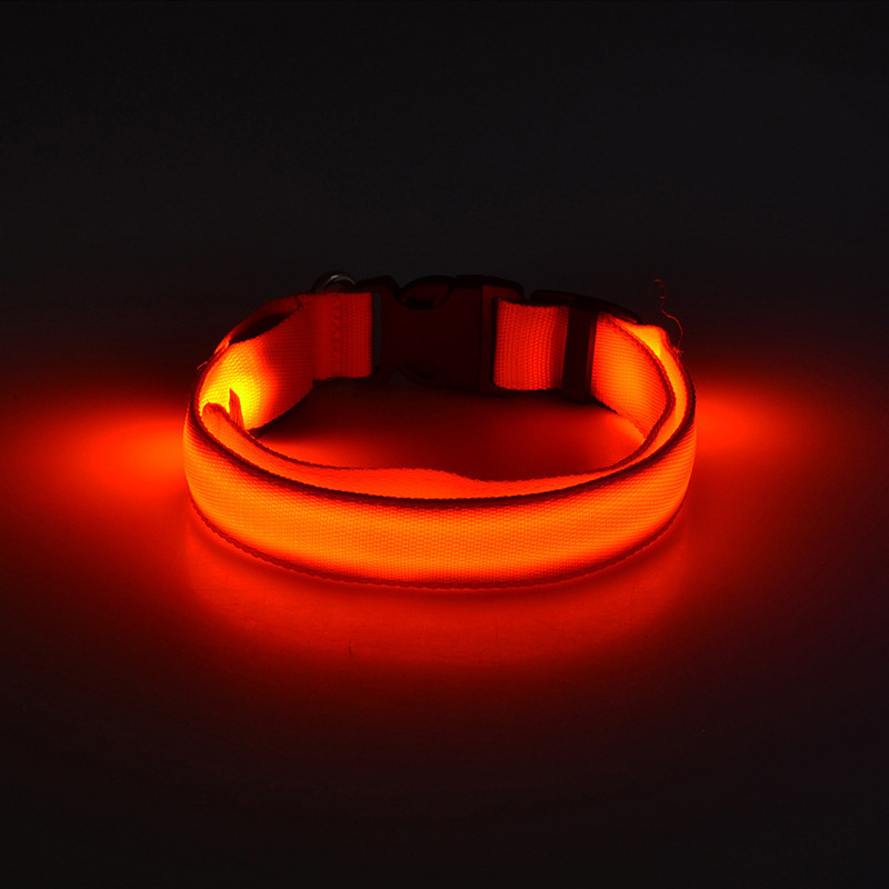 Wholesale Pet Night Safety Flashing Nylon Luminous Led Dog Cat Collar Customized Light Up Adjustable Led Pet Collar
