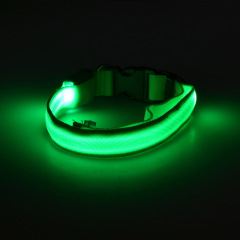 Wholesale Pet Night Safety Flashing Nylon Luminous Led Dog Cat Collar Customized Light Up Adjustable Led Pet Collar