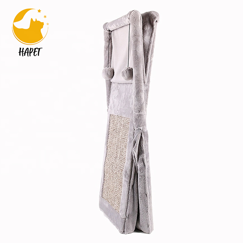 Foldable Cat Tower Tree Plush Folding House with Hammock with Scratching Pad