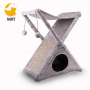 Foldable Cat Tower Tree Plush Folding House with Hammock with Scratching Pad