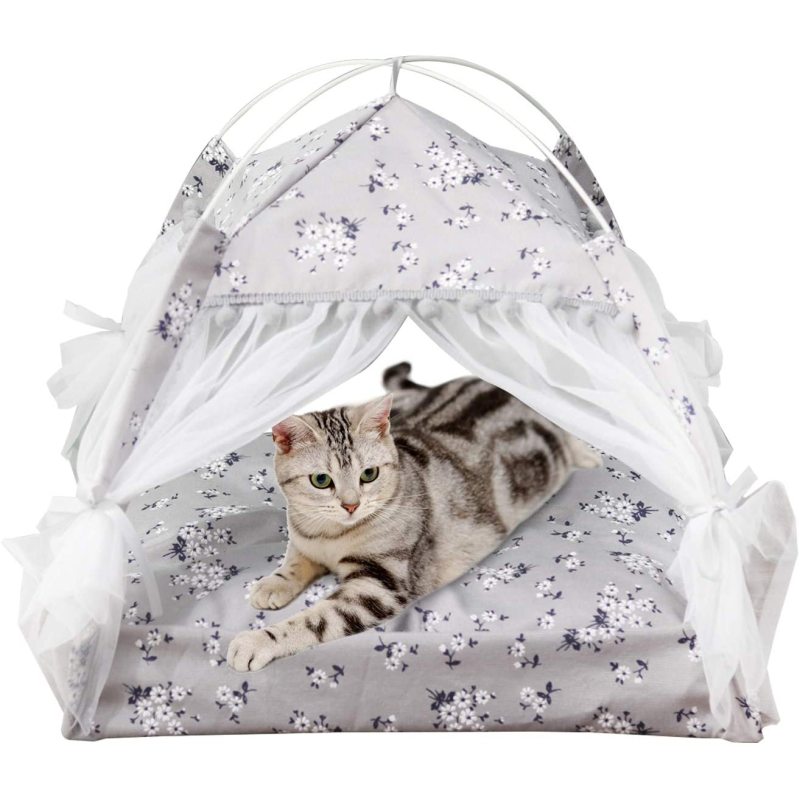 Portable Folding Cat Tent Animals Shelter Bed House for Indoor Outdoor Travel Camping