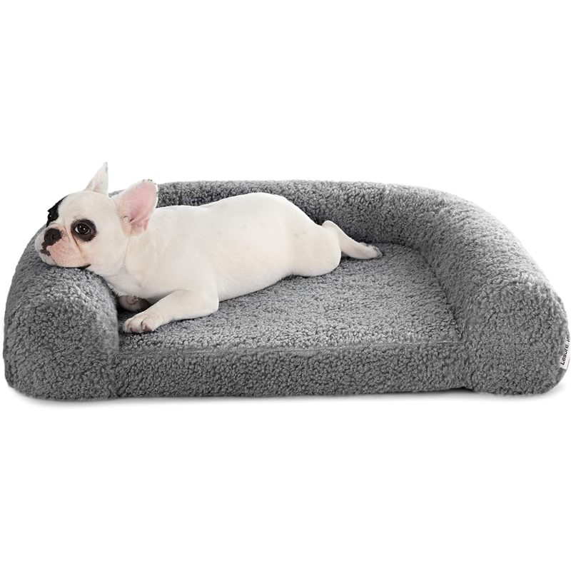 Memory Foam Calming Dog Bed Orthopedic with Comfy Teddy Sherpa Pet Bed Sofa with Removable Washable Cover