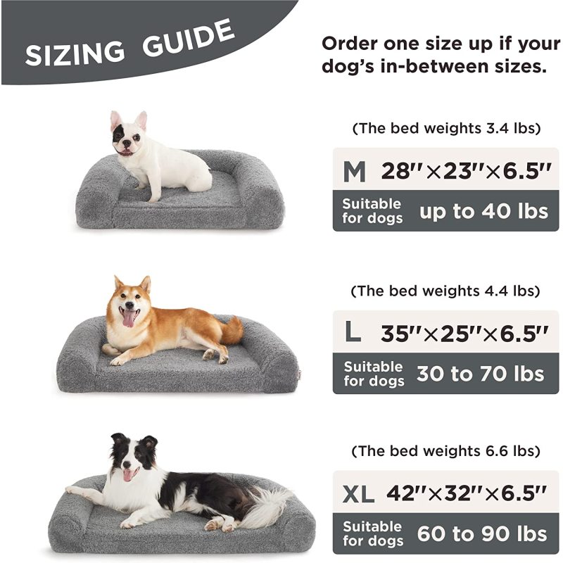 Memory Foam Calming Dog Bed Orthopedic with Comfy Teddy Sherpa Pet Bed Sofa with Removable Washable Cover