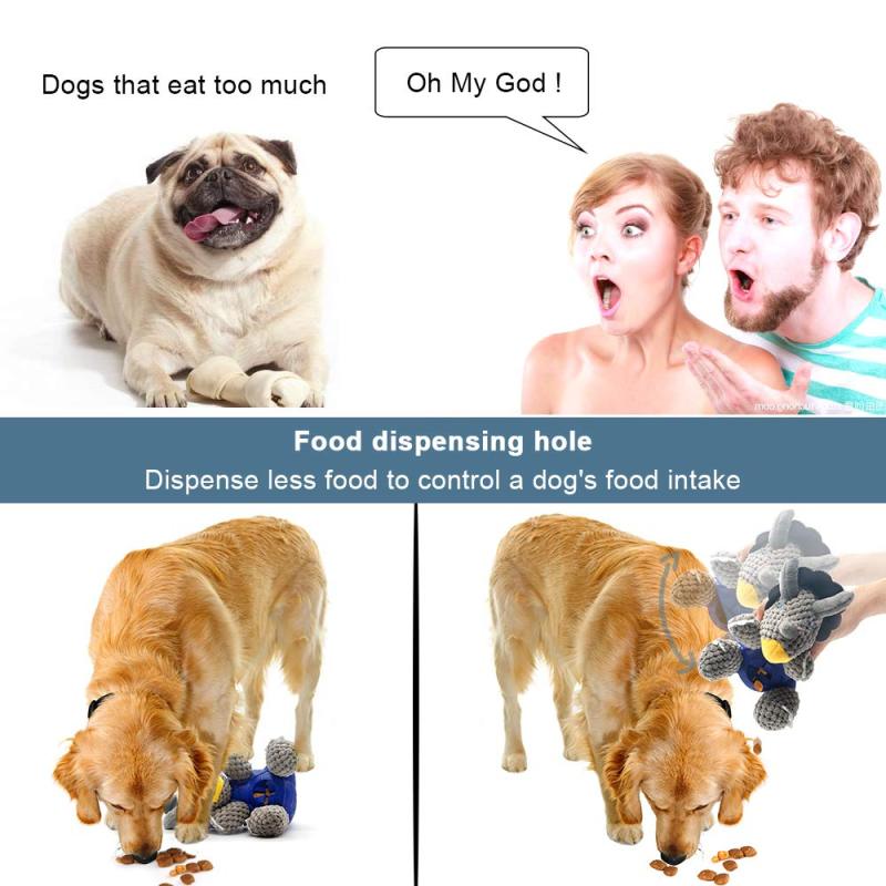 Squeaky Plush Dog Toys, Durable Rubber Treat Dispensing Dog Chew Toy with Squeaker, Puppy Teething Toys for Boredom, Playing,