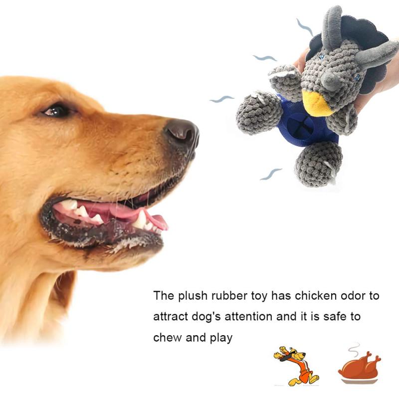 Squeaky Plush Dog Toys, Durable Rubber Treat Dispensing Dog Chew Toy with Squeaker, Puppy Teething Toys for Boredom, Playing,
