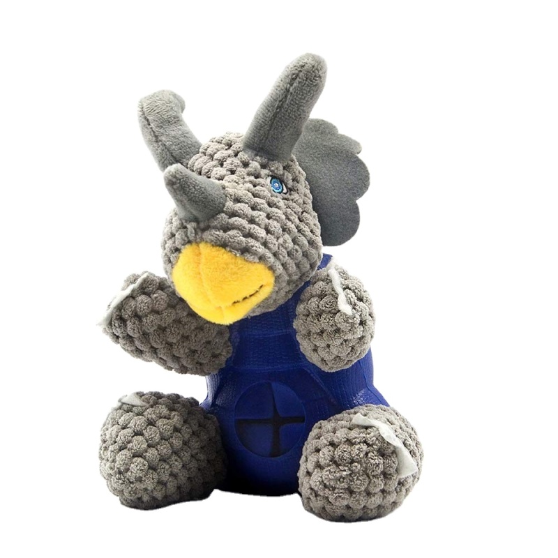 Squeaky Plush Dog Toys, Durable Rubber Treat Dispensing Dog Chew Toy with Squeaker, Puppy Teething Toys for Boredom, Playing,