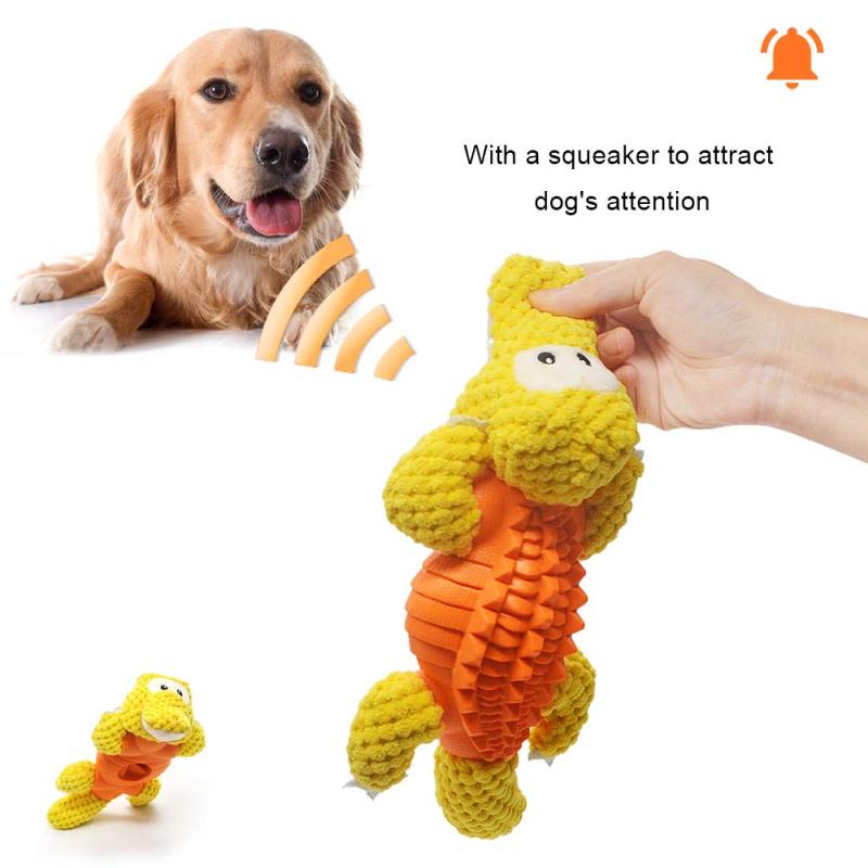 Squeaky Plush Dog Toys Durable Rubber Treat Dispensing Dog Chew Toy with Squeaker Puppy Teething Toys for Boredom Playing