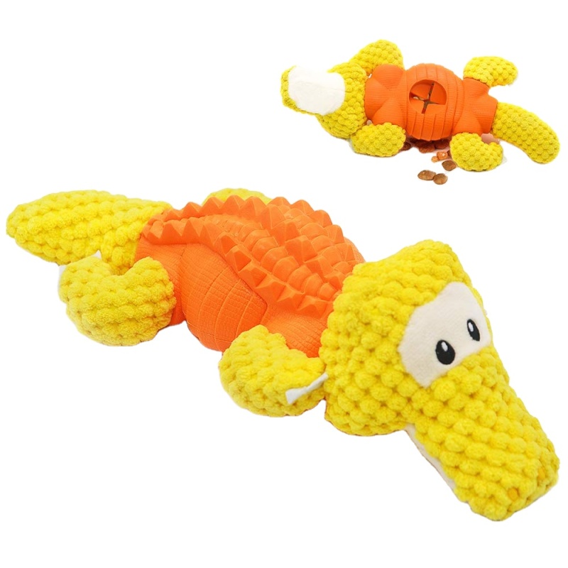 Squeaky Plush Dog Toys Durable Rubber Treat Dispensing Dog Chew Toy with Squeaker Puppy Teething Toys for Boredom Playing