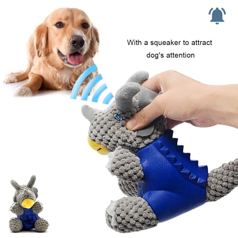 Squeaky Plush Dog Toys, Durable Rubber Treat Dispensing Dog Chew Toy with Squeaker, Puppy Teething Toys for Boredom, Playing,