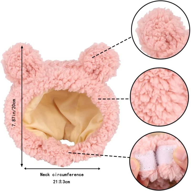 Cute Cat Costume Warm Bear Hat for Cat Adjustable Soft Small Pet Headwear Bear Hat for Cat Puppy Dog