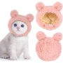 Cute Cat Costume Warm Bear Hat for Cat Adjustable Soft Small Pet Headwear Bear Hat for Cat Puppy Dog