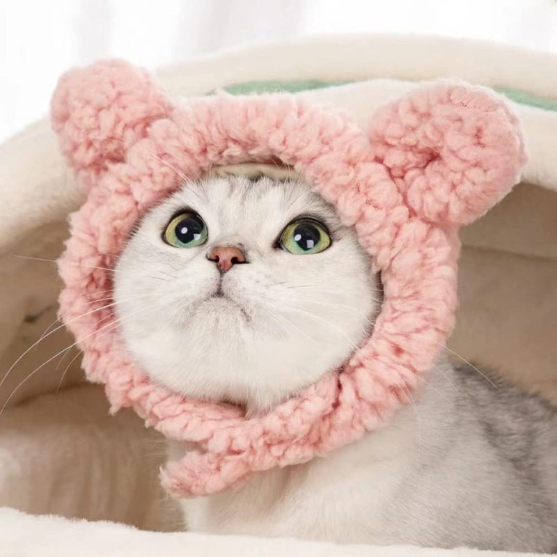 Cute Cat Costume Warm Bear Hat for Cat Adjustable Soft Small Pet Headwear Bear Hat for Cat Puppy Dog
